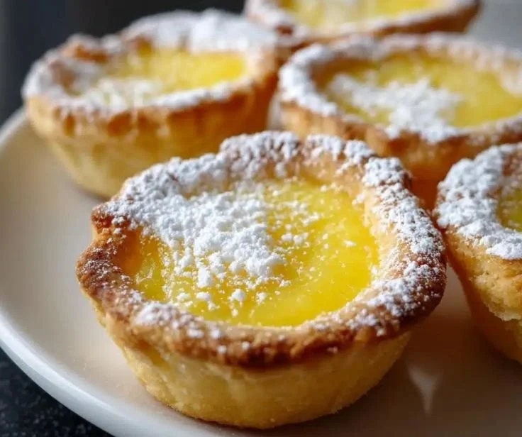 Delicious minute mini lemon tartlets served on a platter