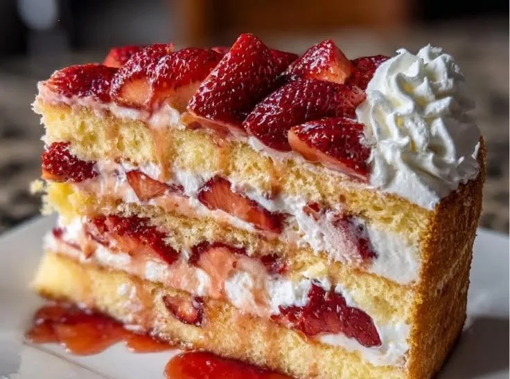Delicious minute strawberry shortcake made with pound cake and fresh strawberries
