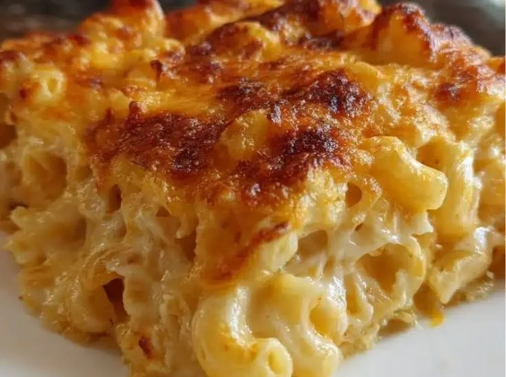 Delicious bowl of minute three-cheese mac and cheese topped with herbs