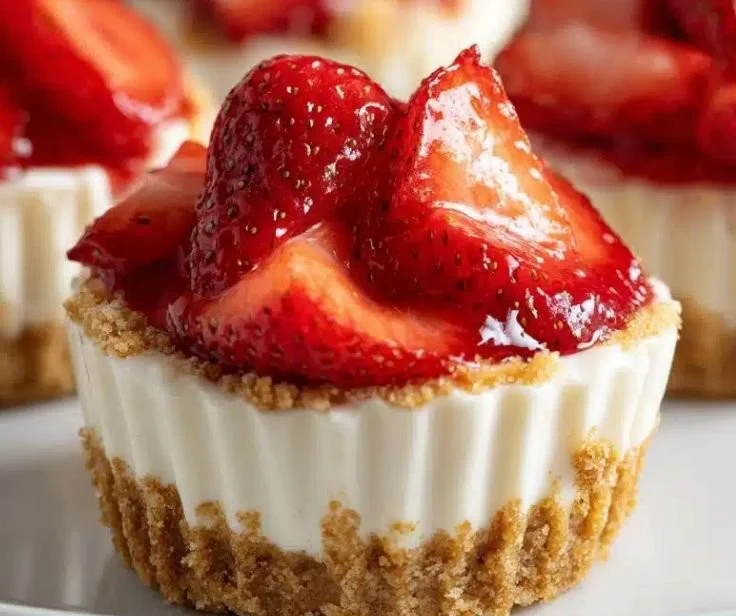 No-bake mini cheesecake cups topped with fresh berries