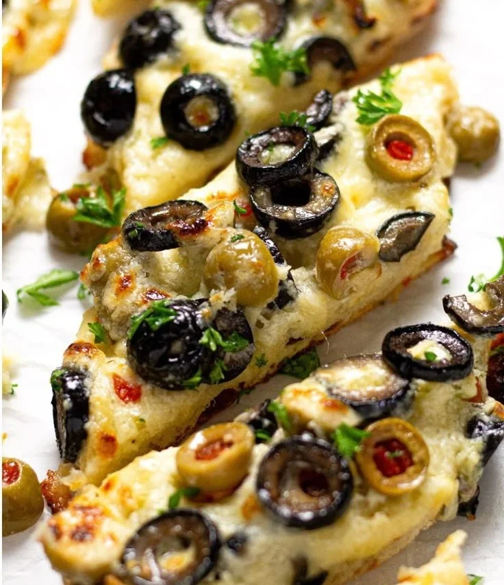 Deliciously baked olive cheese bread with herbs and spices