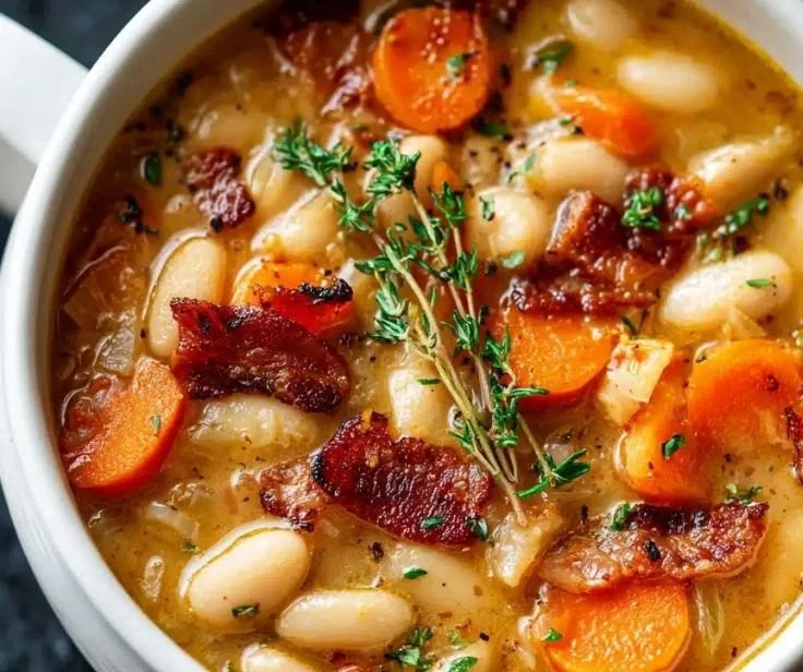 Delicious one-pot white bean soup served in a bowl