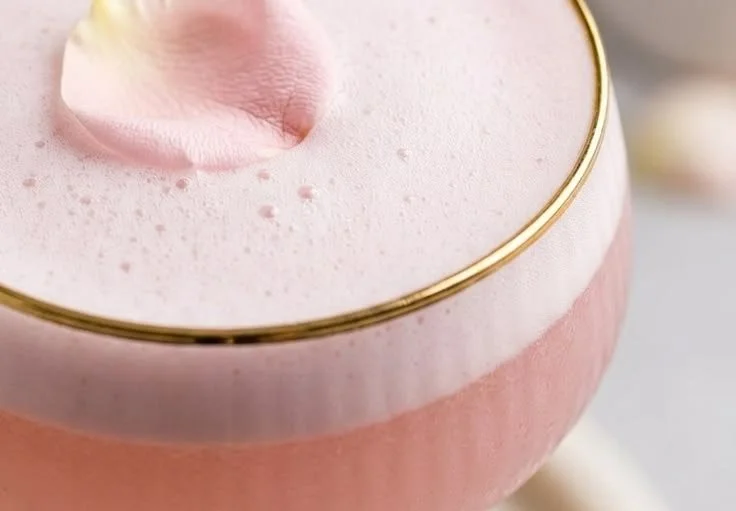 Refreshing Pink Gin Sour cocktail with citrus garnish