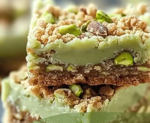 Deliciously baked Pistachio Dream Cookie Bars with a rich green color and sweet toppings.
