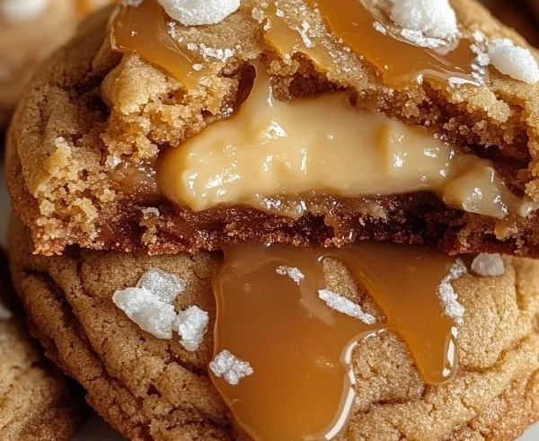 Delicious salted caramel cheesecake cookies on a plate