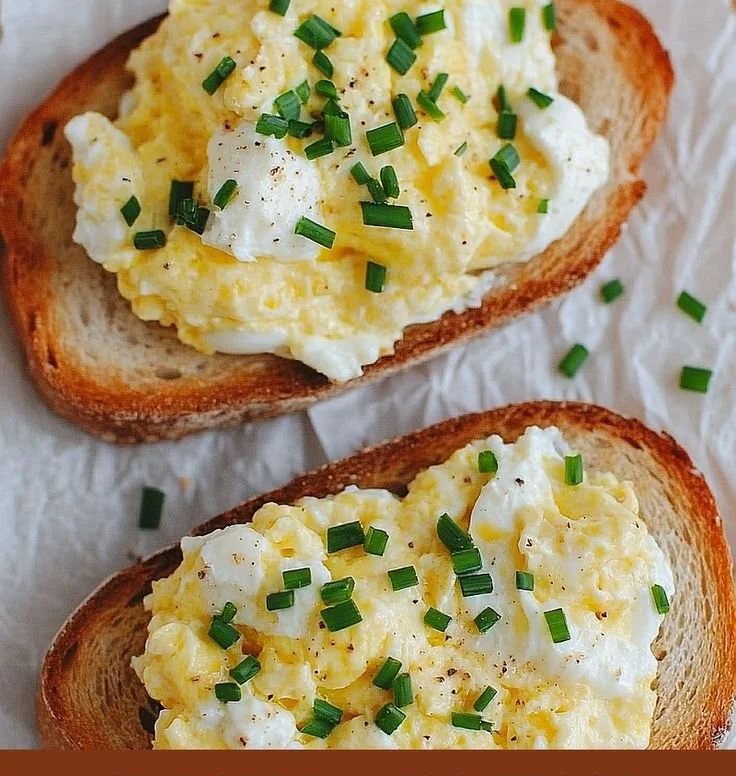 Delicious Egg and Ricotta Toast topped with fresh herbs