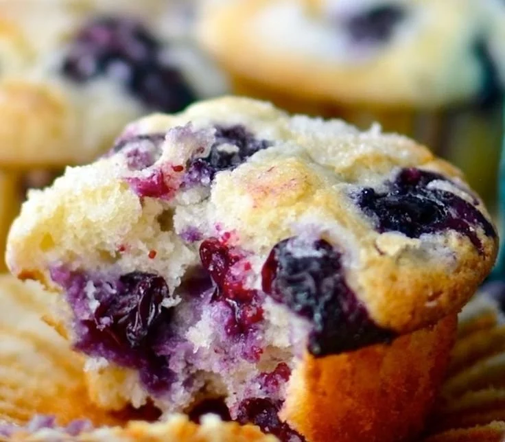 Delicious homemade blueberry muffins fresh out of the oven