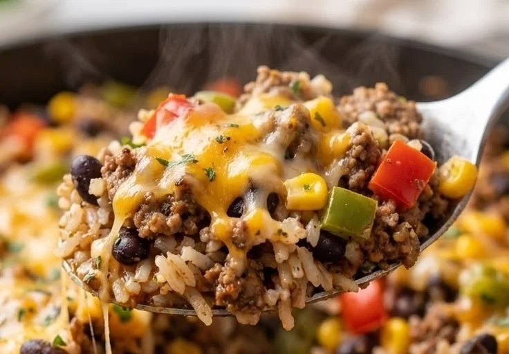 Delicious unstuffed peppers with colorful vegetables and spices in a bowl.