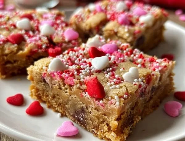 Valentine Peanut Butter Cookie Bars, a perfect sweet treat for lovers