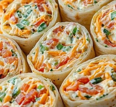 Healthy Vegetable Tortilla Roll-Ups filled with fresh vegetables and herbs