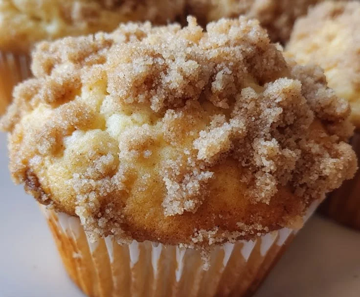 Deliciously baked banana crumb muffins fresh from the oven.