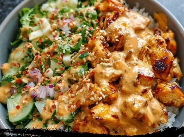 Delicious Bang Bang Chicken Bowl recipe with vibrant ingredients and flavors