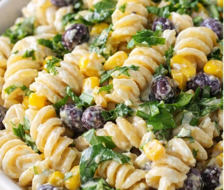 Black Bean and Corn Pasta Salad – a colorful and healthy meatless dish