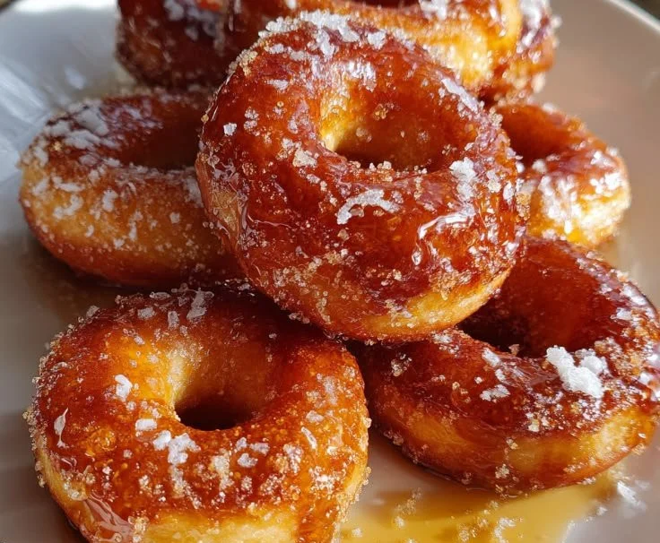 Delicious brown butter maple donut bars on a wooden plate