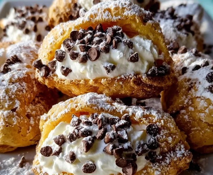 Delicious cannoli cookies filled with sweet ricotta cream and chocolate chips