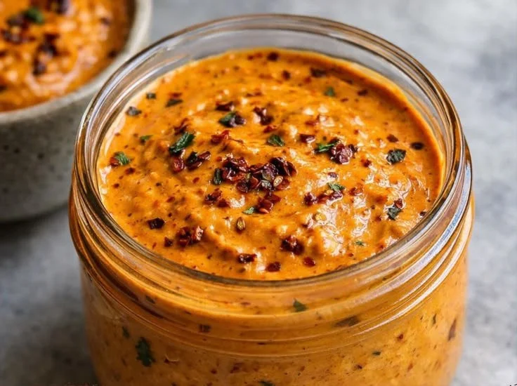 Chipotle Garlic Sauce with Sour Cream drizzled over a vibrant dish