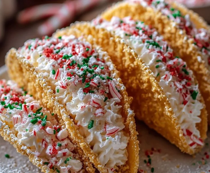 Delicious Christmas cheesecake tacos ready to serve for holiday celebrations