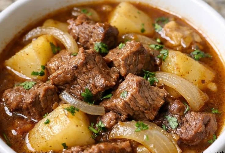 Delicious chuck roast with potatoes served on a plate