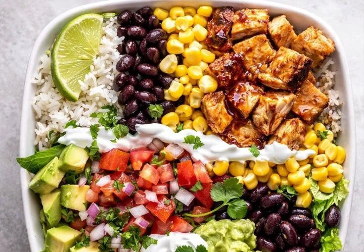 Delicious homemade Chipotle Chicken Bowl with fresh ingredients