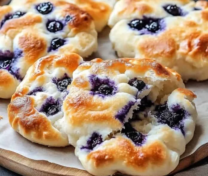 Cottage Cheese Blueberry Cloud Bread served on a plate