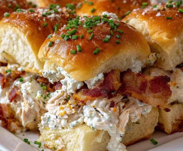 Delicious Crack Chicken Sliders served on a platter