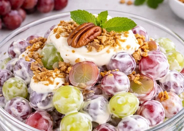 Cream cheese grape salad with fresh grapes and a creamy dressing