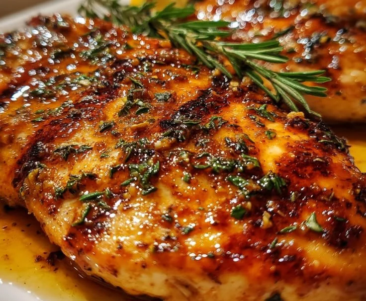 Juicy honey mustard grilled chicken served with fresh vegetables