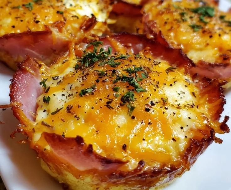 Delicious Ham and Eggs Cups served on a plate for breakfast