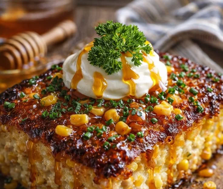 Honey Glazed Corn Casserole, a delicious Southern baked side dish