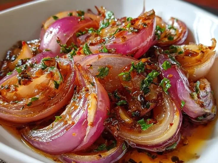 Hot honey pickled red onions in a jar, ready to enhance your meals.