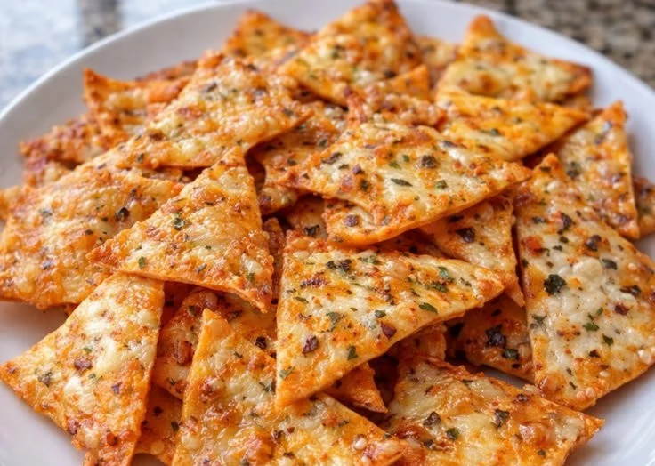 Crispy Keto Pepperoni Cheese Chips served on a plate