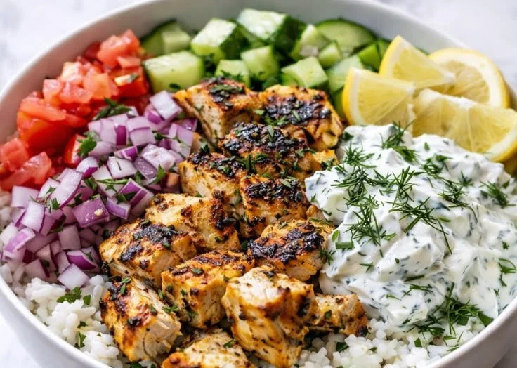 Delicious Lemon-Dill Chicken Bowls with fresh ingredients and vibrant herbs