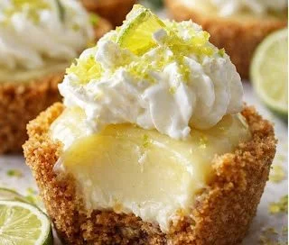 Delicious no-bake mini key lime pies topped with whipped cream