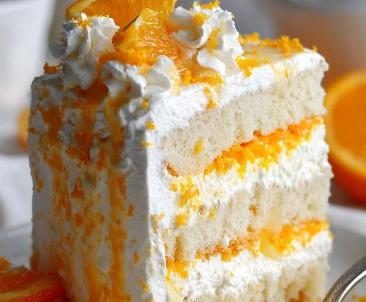 Delicious Orange Creamsicle Buttercream frosting on a cake