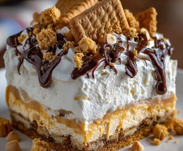 Delicious peanut butter layered dessert with creamy textures and rich flavors