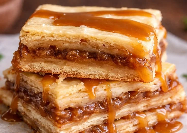 Salted Caramel Brown Sugar Pop Tart Cookie Bars served on a plate