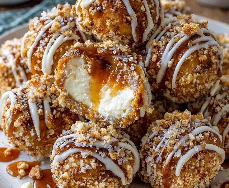 Salted caramel pretzel cheesecake balls recipe for sweet and salty dessert