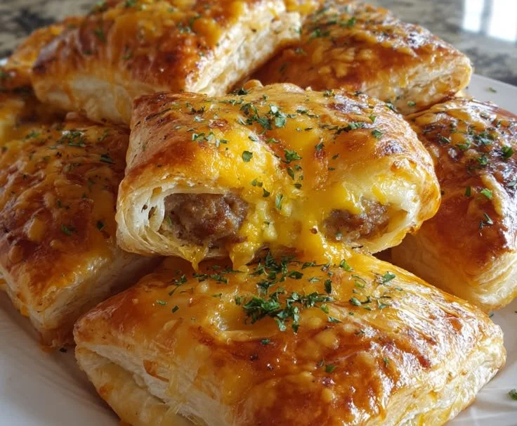Sausage Egg Cheese Breakfast Puffs on a plate for a delightful morning meal