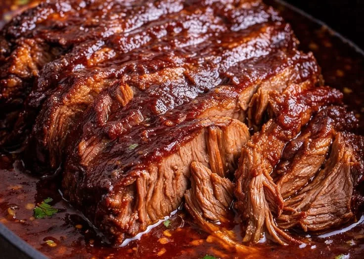 Delicious slow cooker brisket served with sides