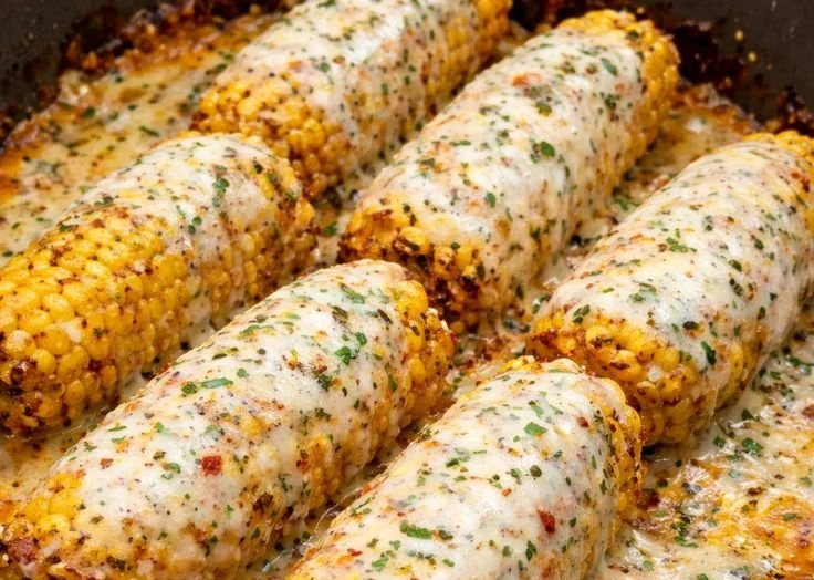 Deliciously spicy and creamy Cajun corn on the cob with zesty toppings