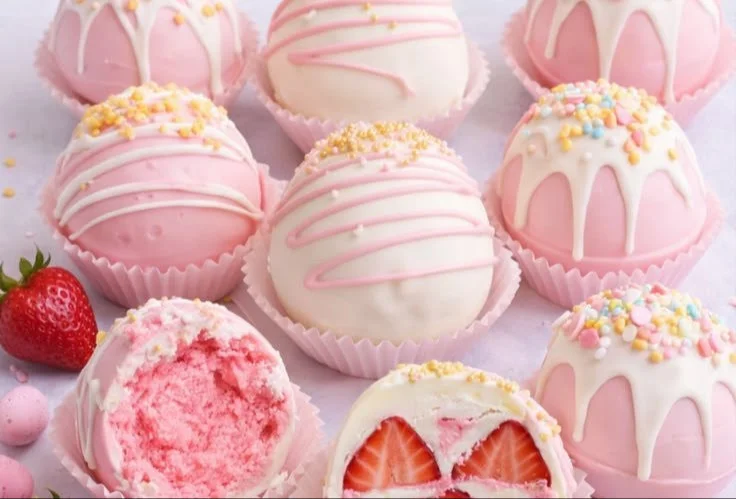 Delicious Strawberry Shortcake Easter Egg Bombs on a festive table.