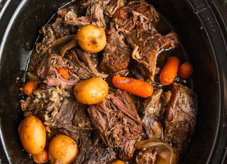 5-Minute Prep Crockpot Chuck Roast in a slow cooker