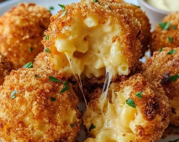 Crispy Air Fryer Mac and Cheese Balls served on a plate