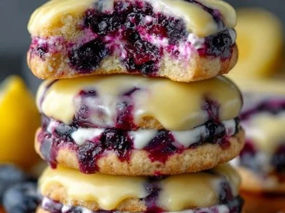 Delicious blueberry lemon cookies fresh out of the oven, topped with zest.
