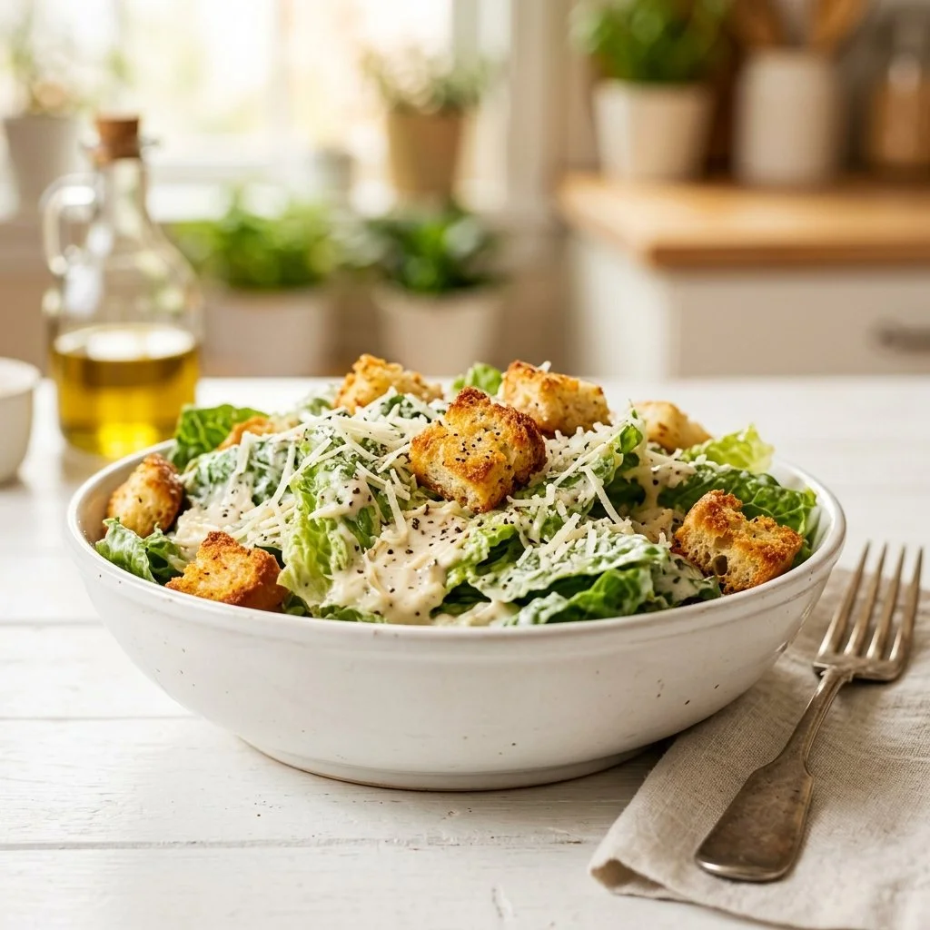 Easy Caesar Salad recipe with fresh ingredients and classic dressing