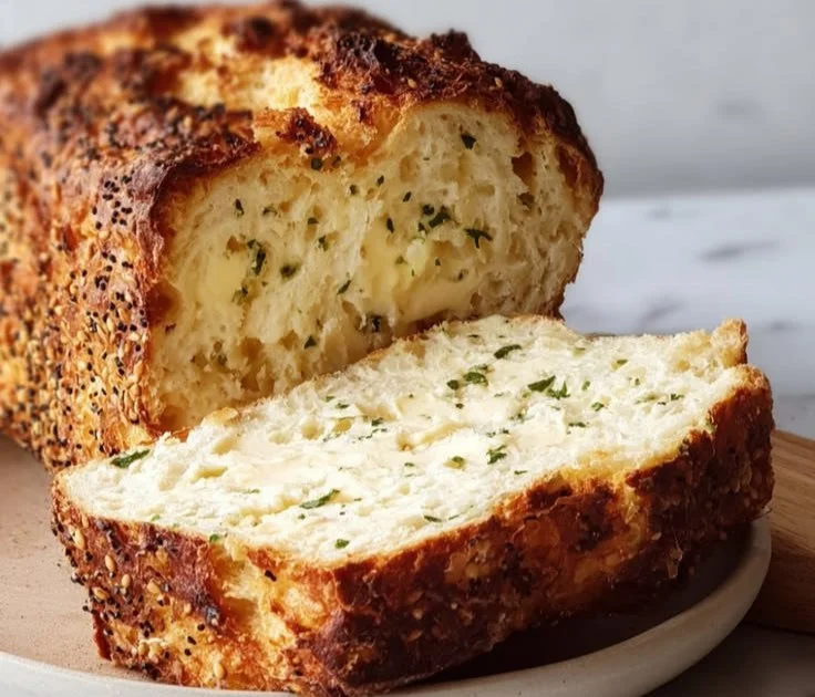 Freshly baked Cottage Cheese Bread with a golden crust and soft texture
