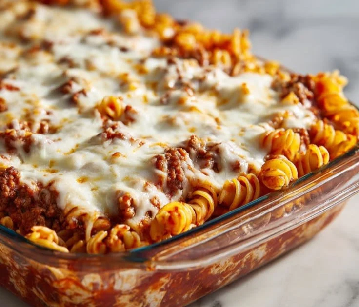 Baked pasta with cottage cheese and protein-rich ingredients for a delicious meal