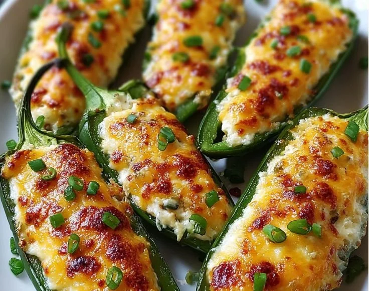 Delicious creamy jalapeño poppers on a serving platter.