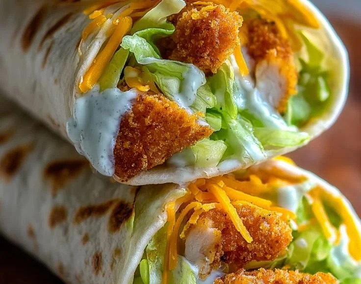 Delicious Crispy Chicken Ranch Snack Wrap served on a plate