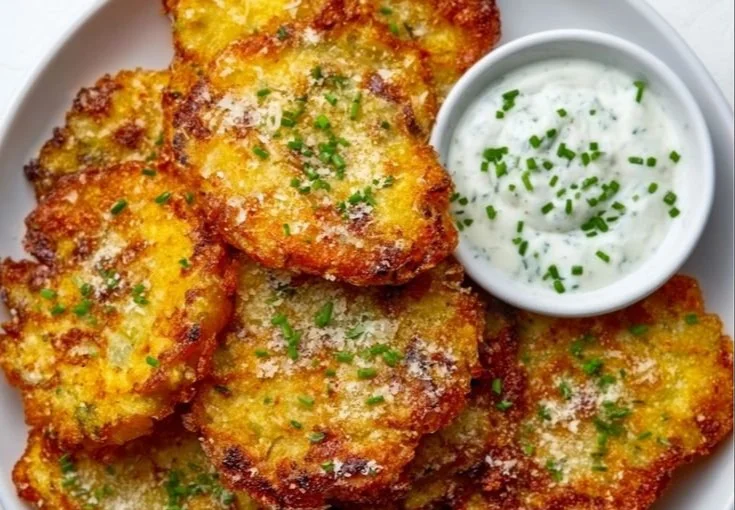Crispy smashed potatoes topped with garlic and Parmesan cheese.